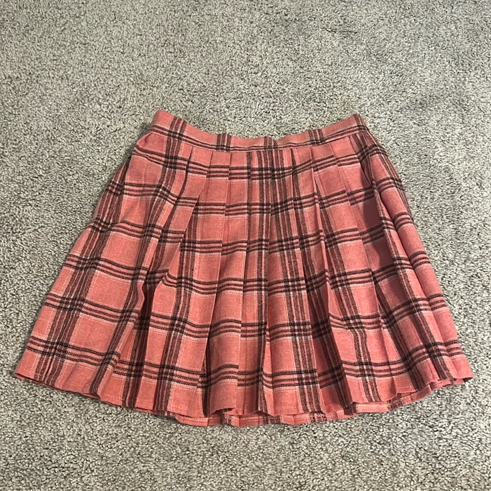 SHEIN pink plaid skirt size S small (4)